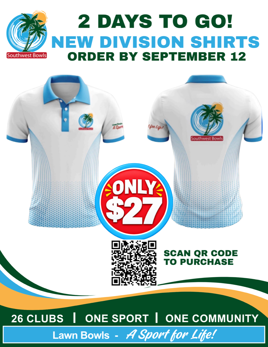 New Southwest Division shirt — front and back, $27, order by September 12